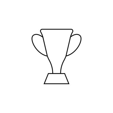 Vektör kabı. İnce çizgi kazanan kupa. Web siteleri ve mobil minimalist düz tasarım için vektör simgesi. Beyaz arkaplanda resim çizimi