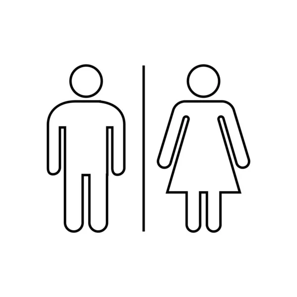 Toilettenlinien Symbol Für Mann Und Frau Umrissvektorzeichen Lineares Weißes Piktogramm — Stockvektor