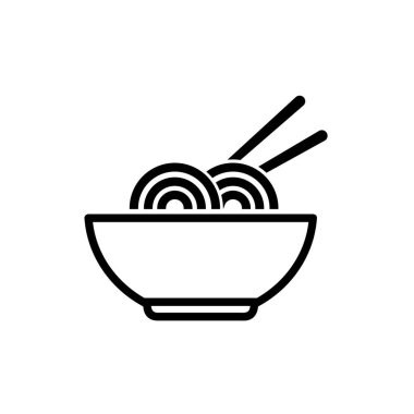 Beyaz arkaplanda bir kase erişte ana hatları simgesi