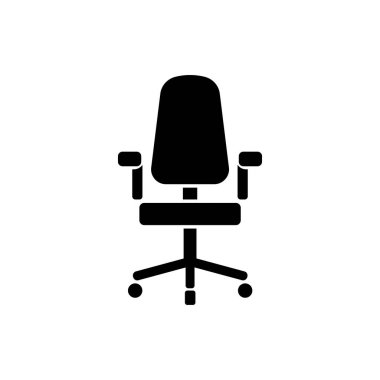 Vektör ofis koltuğu düz simge izole edildi. Mobilya yan görünümü tasarım stili. Koltuk siyah patron konforu - vektör