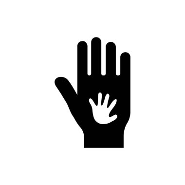 Siyah renk büyük el ve beyaz küçük el vektör konsepti. Yardımcı eller vektör destek amblemi. Eğitim, sağlık, sağlık, tasarım unsuru.