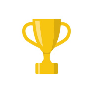 Altın bardak ikonu. Kapaklı iki saplı ödül illüstrasyonu. Nesne beyaz arkaplanda izole edildi