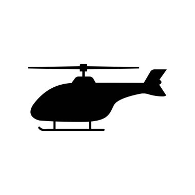 Helikopter simgesi moda tasarım şablonu. Beyaz zemin üzerinde siyah düz vektör çizimi. EPS 10