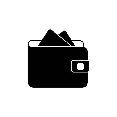 Cüzdan Simgesi beyaz arka planda izole edilmiş modaya uygun düz bir şekilde. Web sitenizin tasarımı için cüzdan sembolü, logo, uygulama, web tasarımı, UI. Vektör illüstrasyonu, EPS10.