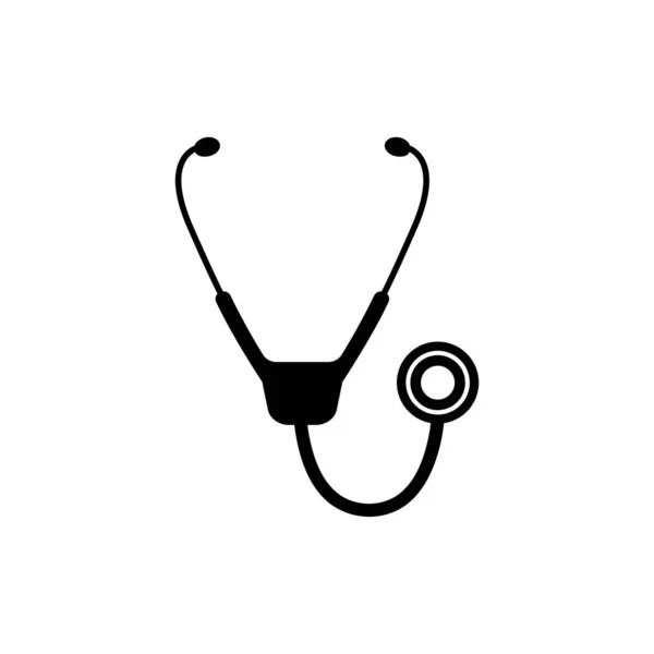 Vettore Icona Segno Stetoscopio Logo Medico Illustrazione Vettoriale Piatta Nero — Vettoriale Stock