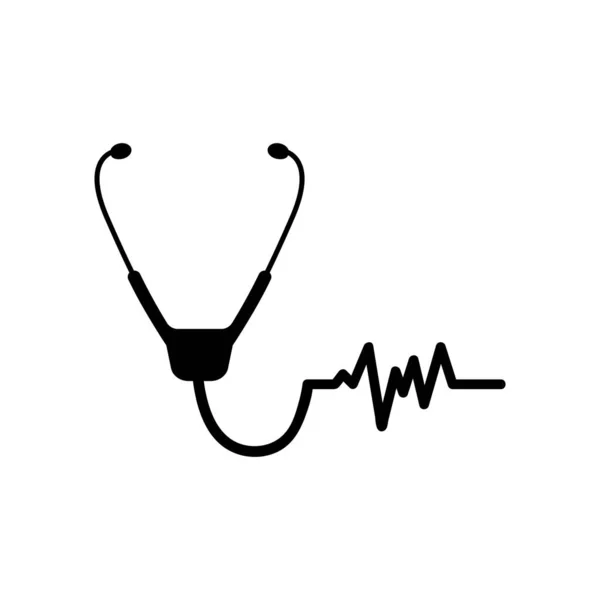 Stetoskop Underteckna Ikonen Flat Titulera Doktor Medicinsk Vektor Illustration Vit — Stock vektor