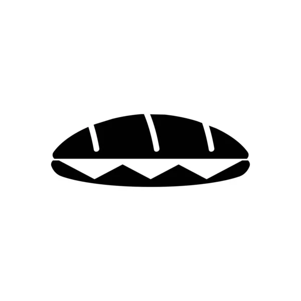 Sandwich Pictogram Vectorillustratie Zwarte Teken Geïsoleerde Achtergrond — Stockvector