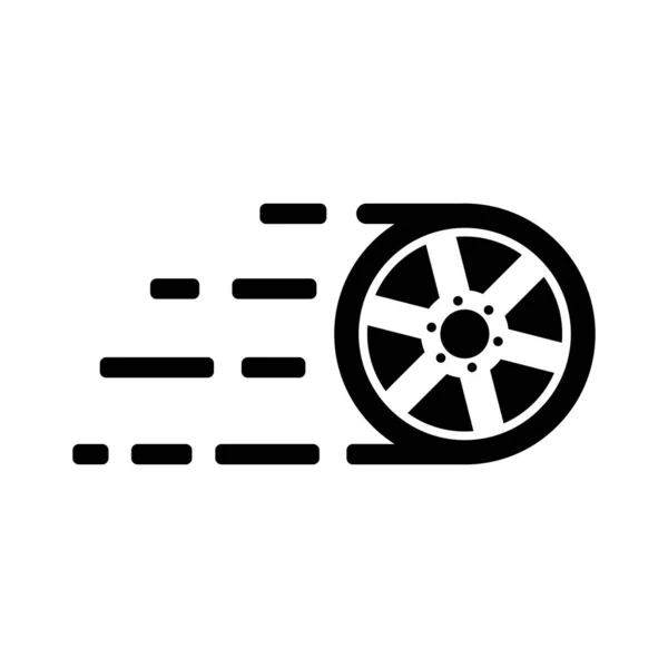 Car Wheel Icon Flat Vector Illustration Black White Background Eps — Stock Vector