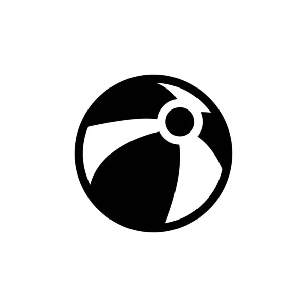 Ikona Plážového Míče Plochá Vektorová Ilustrace Černé Bílém Pozadí Eps — Stockový vektor