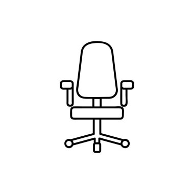 Modern tarzda ofis koltuğu ya da logo. Web sitesi tasarımı ve mobil uygulamalar için yüksek kaliteli siyah çizgili pictogram. Beyaz arkaplanda vektör illüstrasyonu.