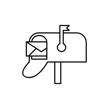 Posta kutusu simgesi. Web sitesi tasarımı ve mobil uygulamalar için yüksek kaliteli siyah çizgili pictogram. Beyaz arkaplanda vektör illüstrasyonu.