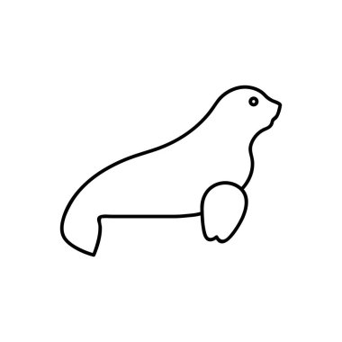 Siluet simgesini mühürle. Mobil konsept ve web uygulamaları simgesi için hayvanat bahçesi elemanı. Web sitesi tasarımı ve geliştirmesi için ince çizgi simgesi, uygulama geliştirme