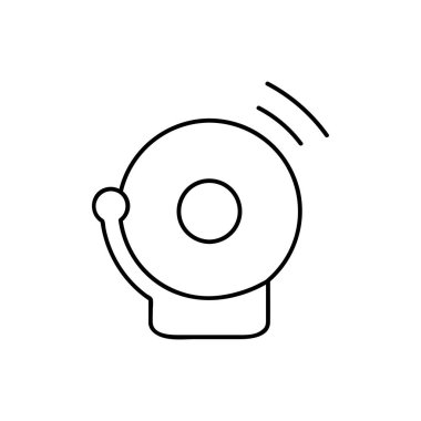 Okul çanı ikonu. Web sitesi tasarımı ve mobil uygulamalar için yüksek kaliteli siyah çizgili pictogram. Beyaz arkaplanda vektör illüstrasyonu.