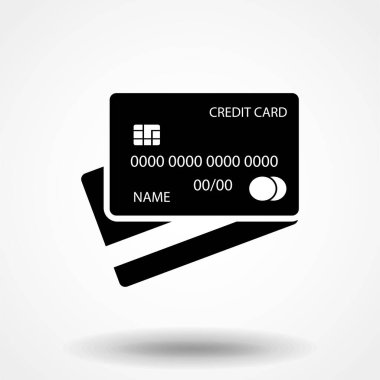 Gri arka planda izole edilmiş son moda düz stil banka kartı ikonu vektörü, web sitesi tasarımı, uygulama, logo, UI. Vektör illüstrasyonu, EPS10.