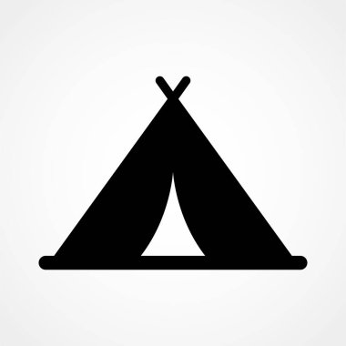 Kamp çadırı sembolü. Stock vektör çizimi düz tasarım tarzı. EPS10.