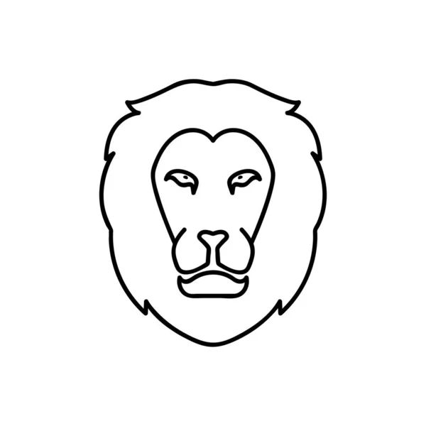 Löwenkopf Liniensymbol Umrissvektorzeichen Lineares Piktogramm Auf Weiß Isoliert Symbol Logo — Stockvektor