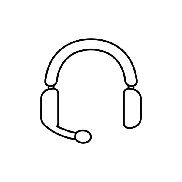 Kopfhörer Mit Mikrofon Minimales Symbol Isoliert Moderne Umrisse Auf Weißem — Stockvektor