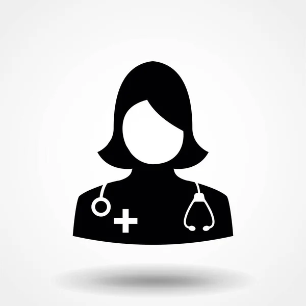 Mujer Doctor Icono Médico Femenino Con Estetoscopio Glifo Vector Ilustración — Archivo Imágenes Vectoriales