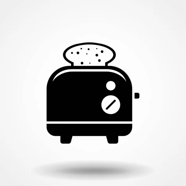 烤面包机Icon 白色背景上的黑色平面矢量插图 Eps — 图库矢量图片