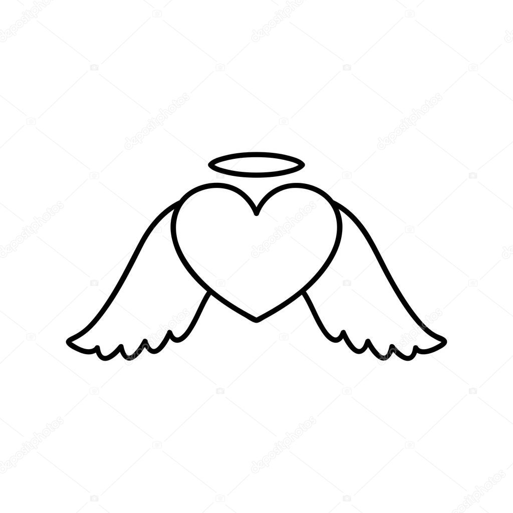 Heart with wings icon line symbol. Isolated vector illustration of icon sign concept for your web site mobile app logo UI design.