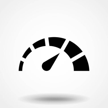 Hızölçer, hız göstergesi ve gösterge simgesi. Performans ölçüm sembolü. Düz vektör çizim