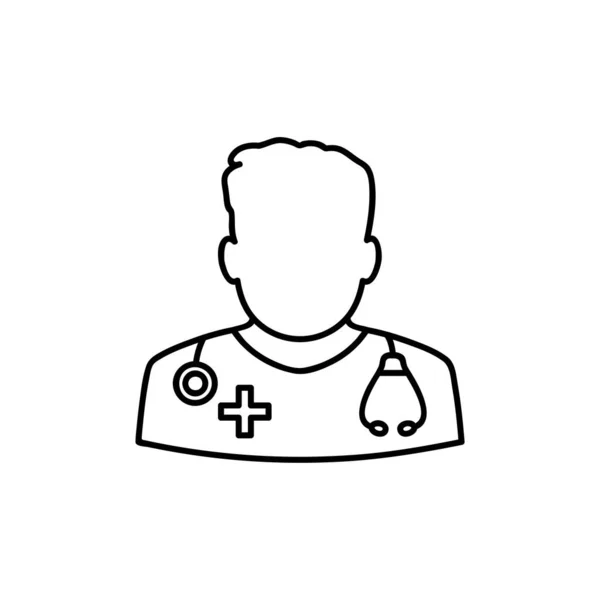 Manliga Läkare Ikon Läkare Disposition Vektor Logotypen Illustration Linjär Piktogram — Stock vektor