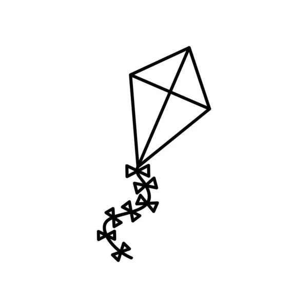 Kite Tunn Linje Ikon Flygande Drake Vektor Illustration Isolerad Vitt — Stock vektor