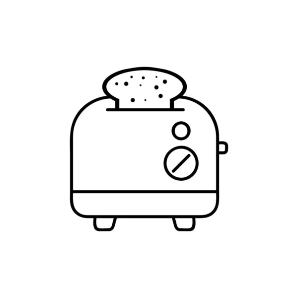 Ekmek Kızartma Makinesi Simgesi Beyaz Arka Plan Üzerinde Izole Anahat — Stok Vektör