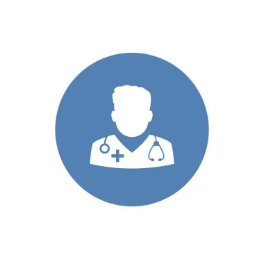 Doktor vektör simgesi. Beyaz arkaplanda düz vektör çizimi. EPS 10