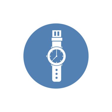 Erkek eli klasik kol saati ikonu. İzole edilmiş kol saati çizimi. Stock vektör çizimi düz tasarım tarzı. EPS10.