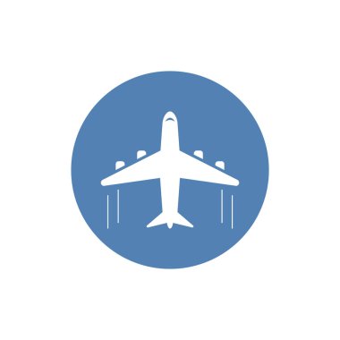 Uçak ikonu. Uçak tabelası. Beyaz arkaplanda düz vektör çizimi. EPS 10