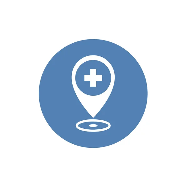 Puntero Mapa Médico Con Icono Hospital Cruzado Aislado Sobre Fondo — Archivo Imágenes Vectoriales
