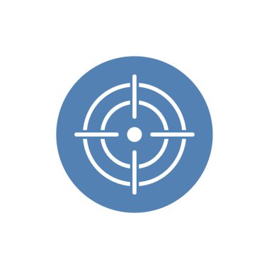 Amaç çanta simgesi. Crosshair ve hedef, görme, keskin nişancı sembolü. Düz vektör çizim. Düğme kümesi