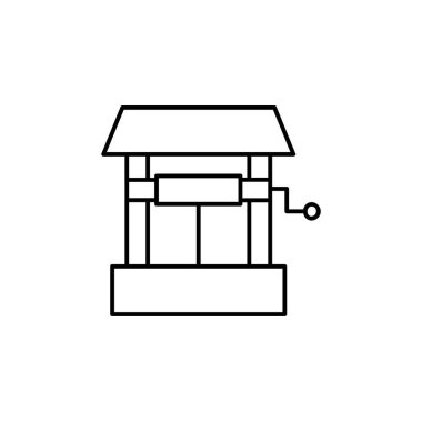 Beyaz arka planda su kuyusu simgesi. Basit element illüstrasyonu.