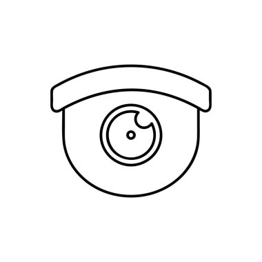 Dome kamera satırı simgesi, Anahat vektör işareti, doğrusal piktogram beyaz izole. Gözetimi simgesi, logo illüstrasyon