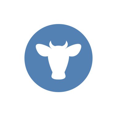 İnek kafası simgesi. İnek kafası silueti. Çiftlik hayvanı tabelası. Vektör çizimi.