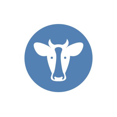 İnek kafası simgesi. İnek kafası silueti. Çiftlik hayvanı tabelası. Vektör çizimi.