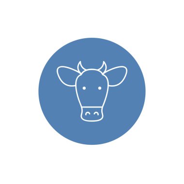 İnek kafası ikon çizilmiş. Basit vektör illüstrasyonu.