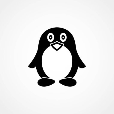 Penguen simge vektör, düz işareti, üzerinde beyaz izole katı piktogram dolu. Sembol, logo illüstrasyon