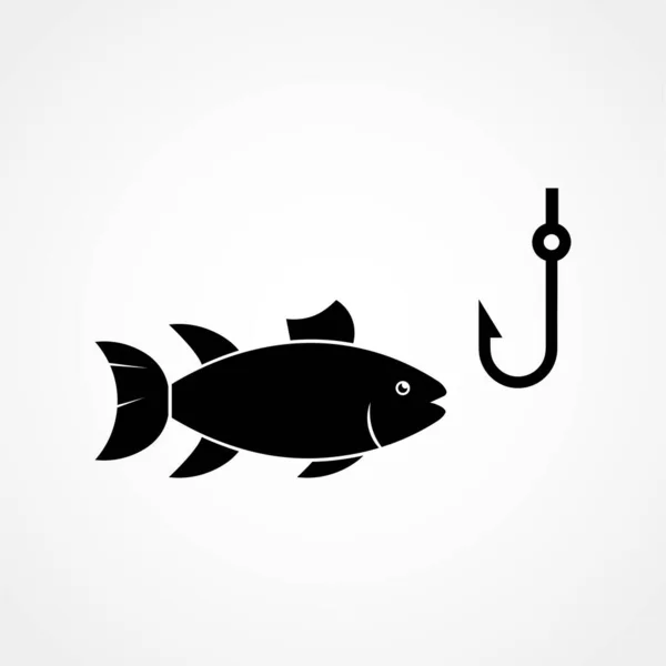 Fiskar Ikon Logotyp Mall Platt Vektor Illustration Svart Vit Bakgrund — Stock vektor