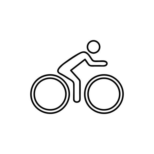 サイクリストロゴテンプレート 自転車ラインアートベクトルデザイン 自転車サイクリストのロゴタイプ 白い背景のベクトルブラックアイコン — ストックベクタ