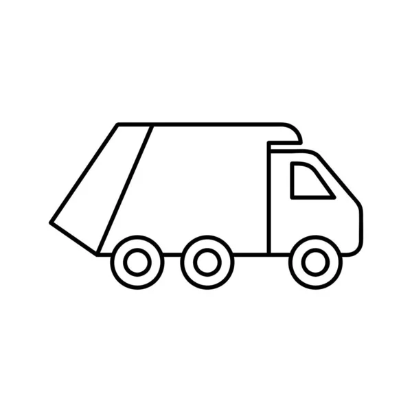 Garbage Truck Thin Line Isolated White Background Flat Design Vector — Stock Vector