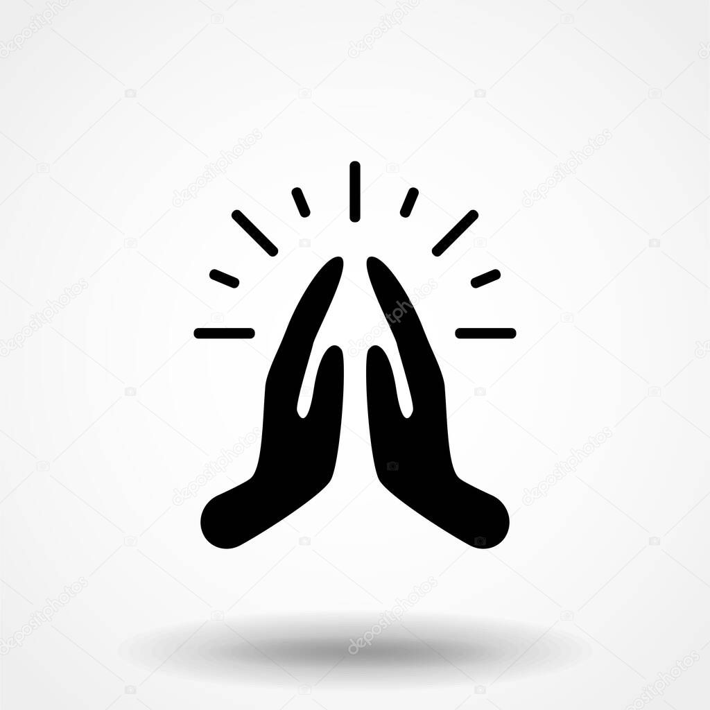 Pray or hands together in religious prayer flat vector icon for apps and websites