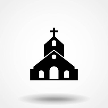 Kilise ikonu. Düz tasarım tarzı. Beyaz arkaplanda izole edilmiş vektör kilise simgesi çizimi, grafik tasarım vektör sembolleri. Bölüm 10