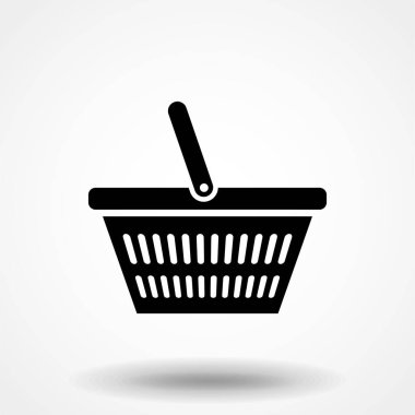 Beyaz arka planda alışveriş sepeti. Vektör illüstrasyonu