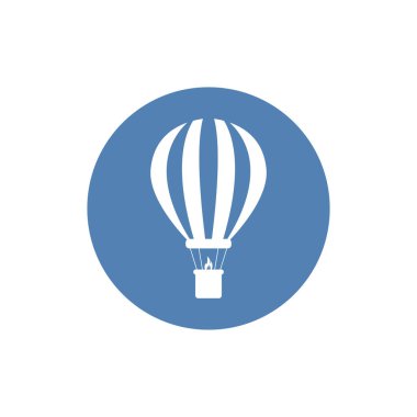 Hava balonu ikonu, vektör illüstrasyonu. Düz tasarım tarzı. Beyaz arkaplanda izole edilmiş vektör hava balonu çizimi, grafik tasarım vektör sembolleri. Bölüm 10