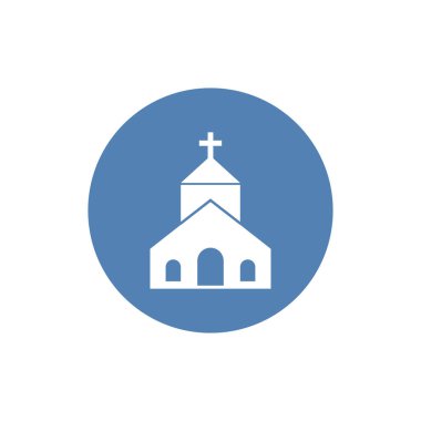 Kilise ikonu. Düz tasarım tarzı. Beyaz arkaplanda izole edilmiş vektör kilise ikonu çizimi, grafik tasarım vektör sembolleri. Bölüm 10