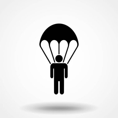 Paraşütçü düz vektör simgesi beyaz arkaplanda izole edildi.