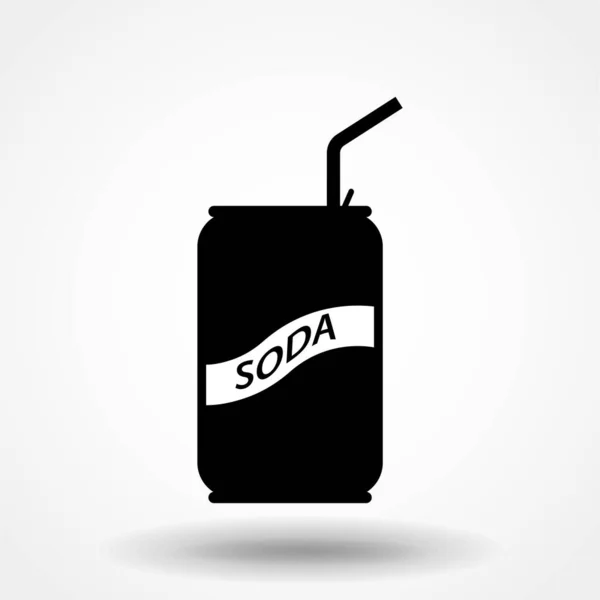 Canettes Soda Avec Tube Icône Vectorielle Simple Noire Symbole Boisson — Image vectorielle