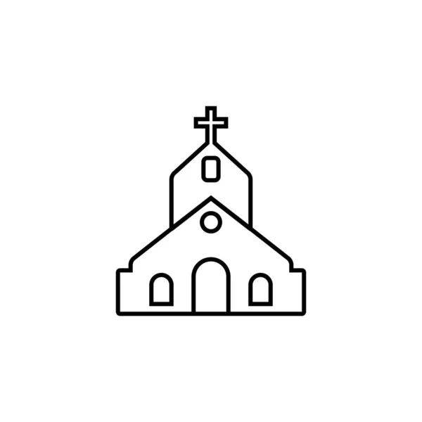 Icono Línea Construcción Iglesia Signo Vector Contorno Pictograma Lineal Aislado — Archivo Imágenes Vectoriales